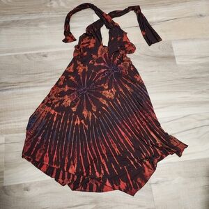 Tie-Dye Orange and Brown Dress